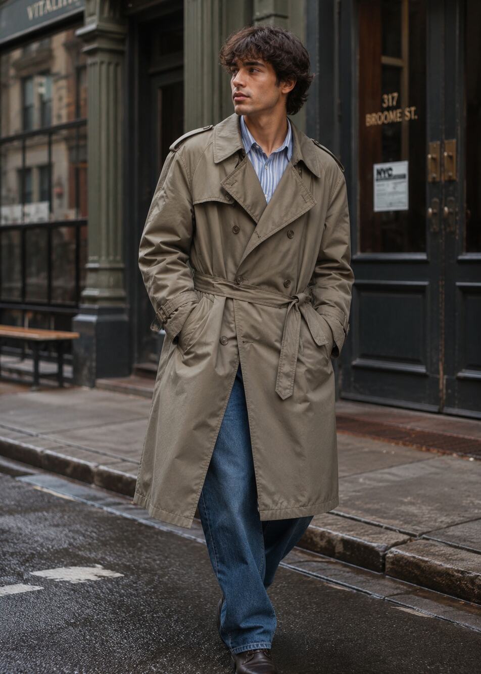 Vintage Double Breasted Trench Coat 42 Regular